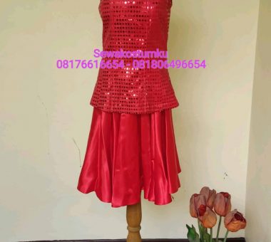 Sewa Kostum Vintage Merah Wanita size XS