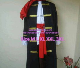 Sewa Kostum Bajak Laut Pria Hitam Coklat Putih size M L XL 2XL 3XL