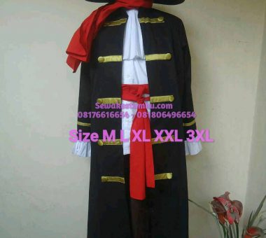 Sewa Kostum Bajak Laut Pria Hitam Coklat Putih size M L XL 2XL 3XL