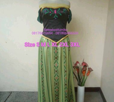 Sewa Kostum Anna Frozen Hijau size S M L XL 2XL 3XL