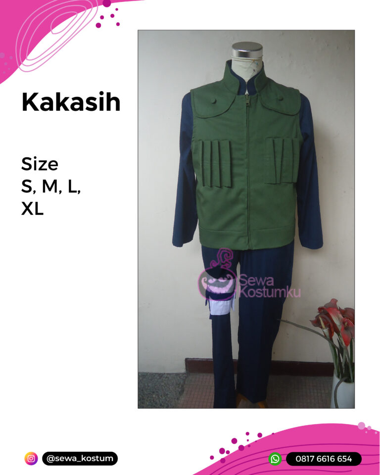 Sewa Kostum Kakashi Naruto terdapat size S, M, L, XL