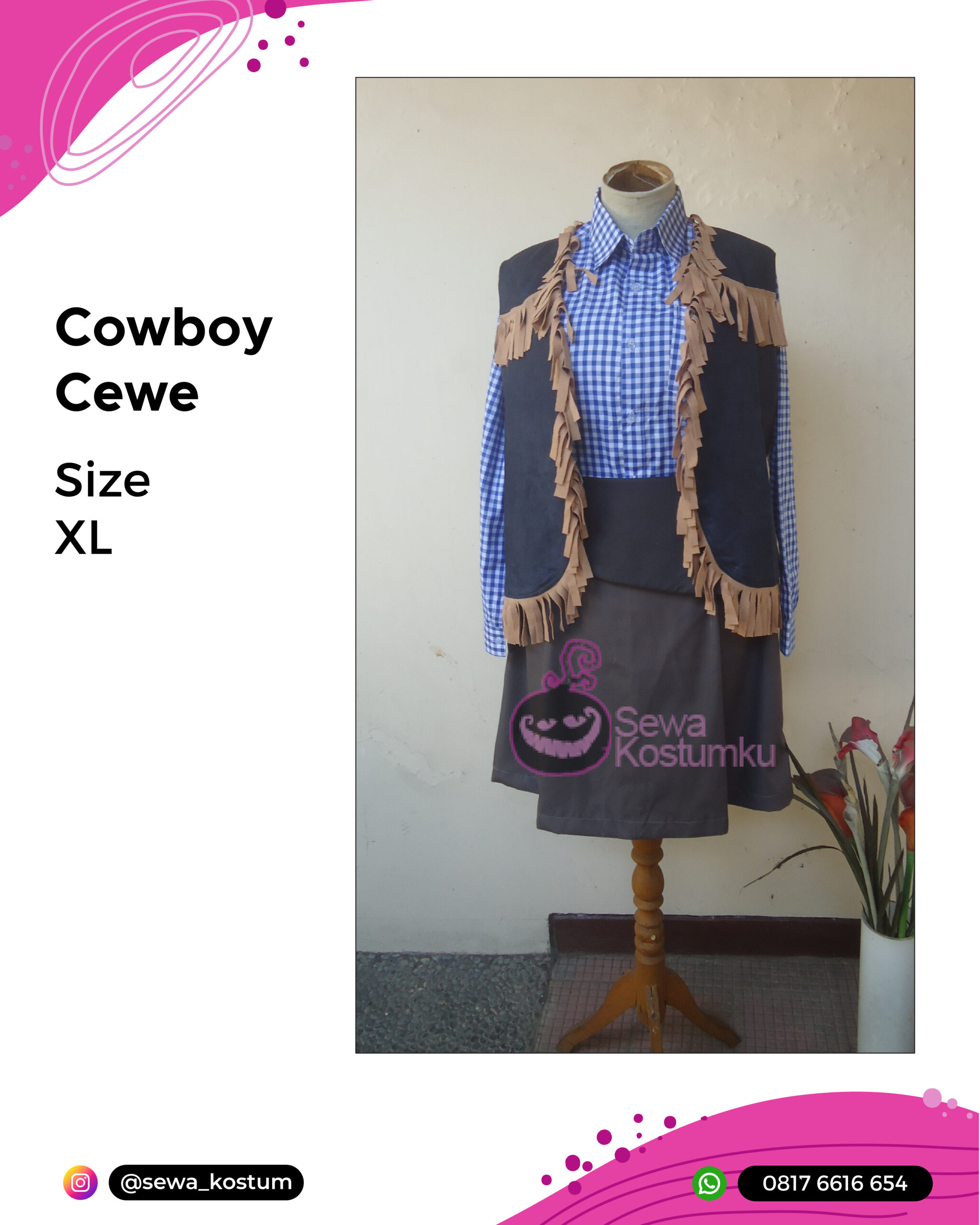 Rental Kostum Cowboy Cewe size XL
