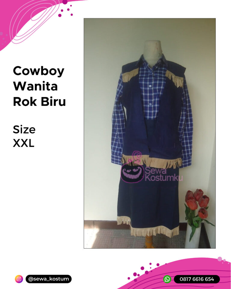Rental Kostum Cowboy Wanita Rok Biru size XXL