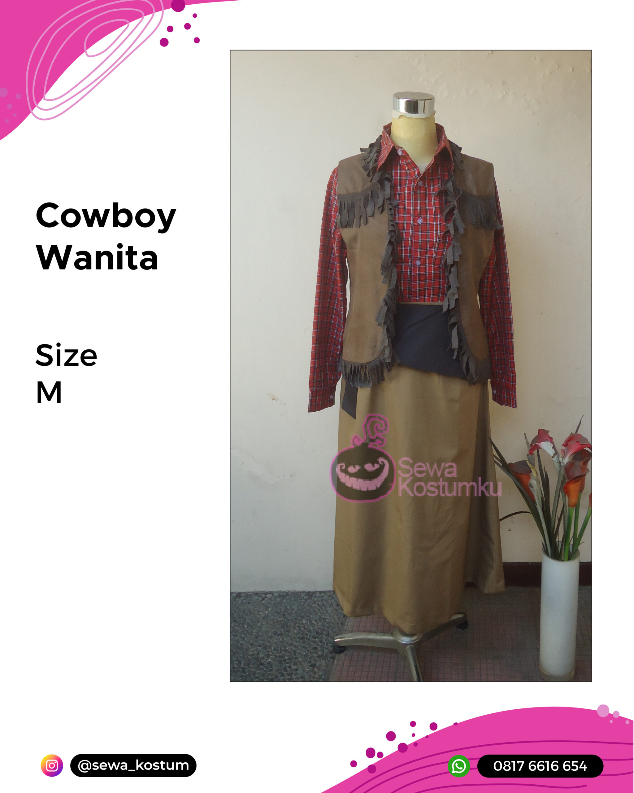 Rental Kostum Cowboy Wanita ukuran M