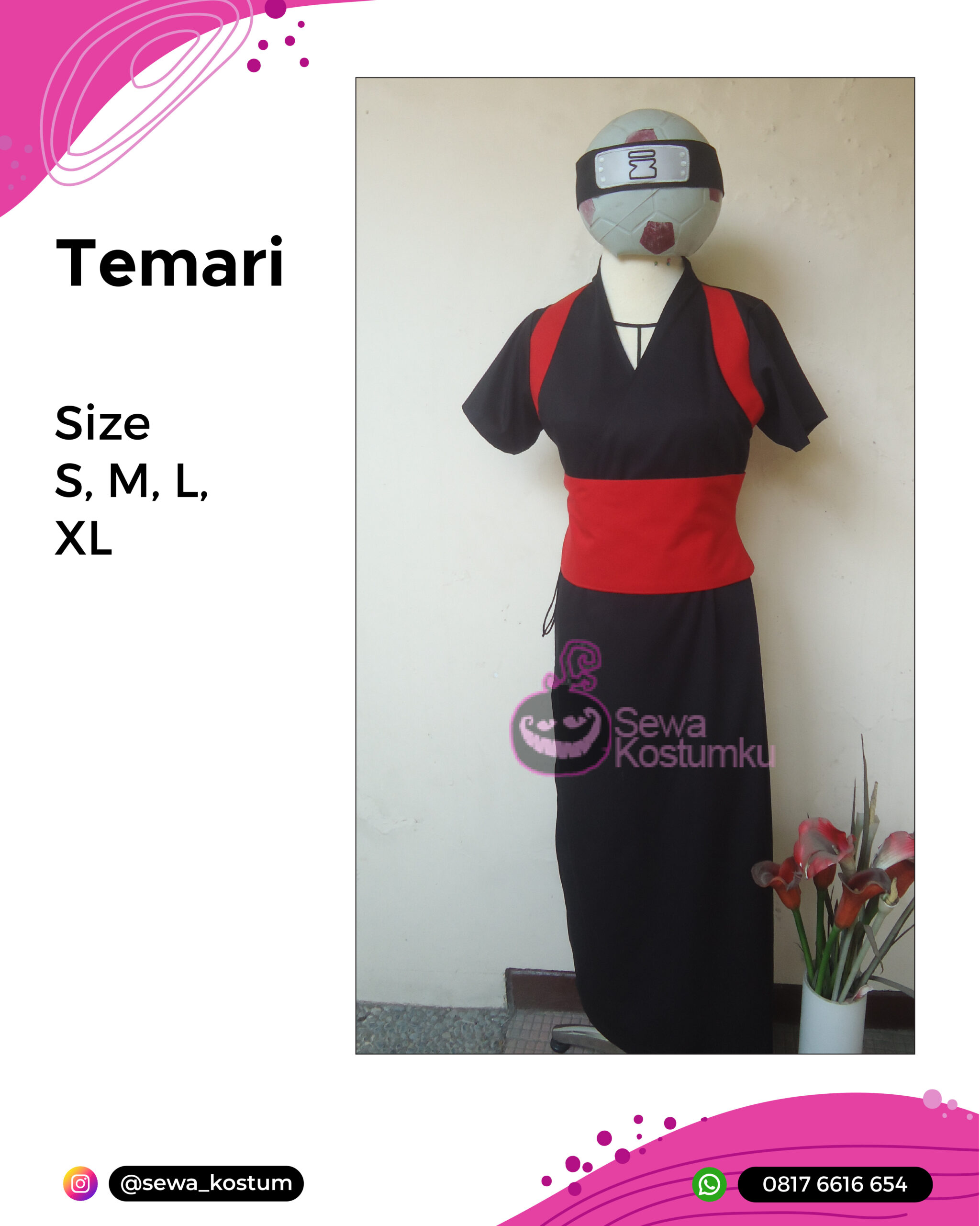 Rental Kostum Sakura Naruto size S M L XL