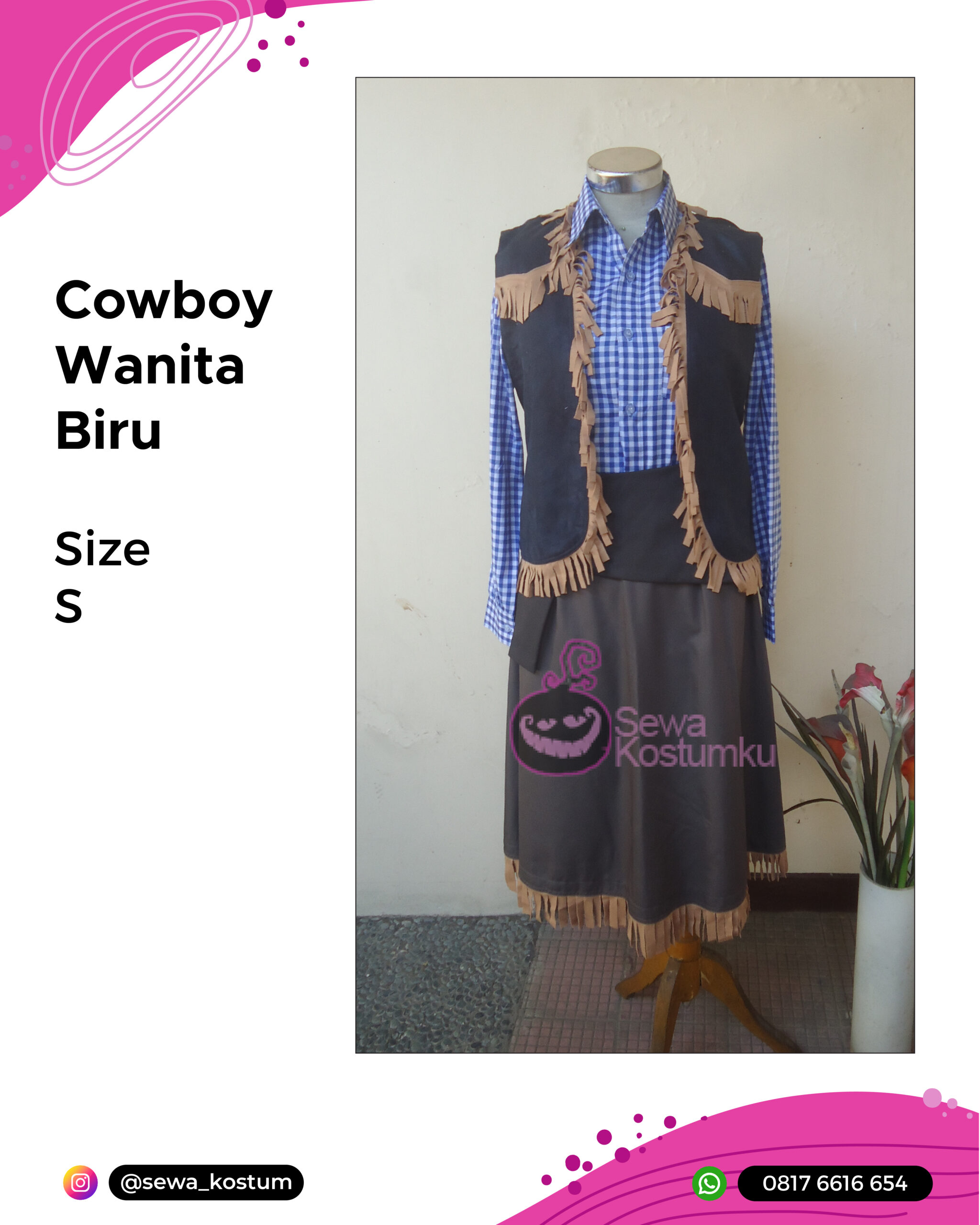 Rental Kostum Cowboy Wanita Biru ukuran S