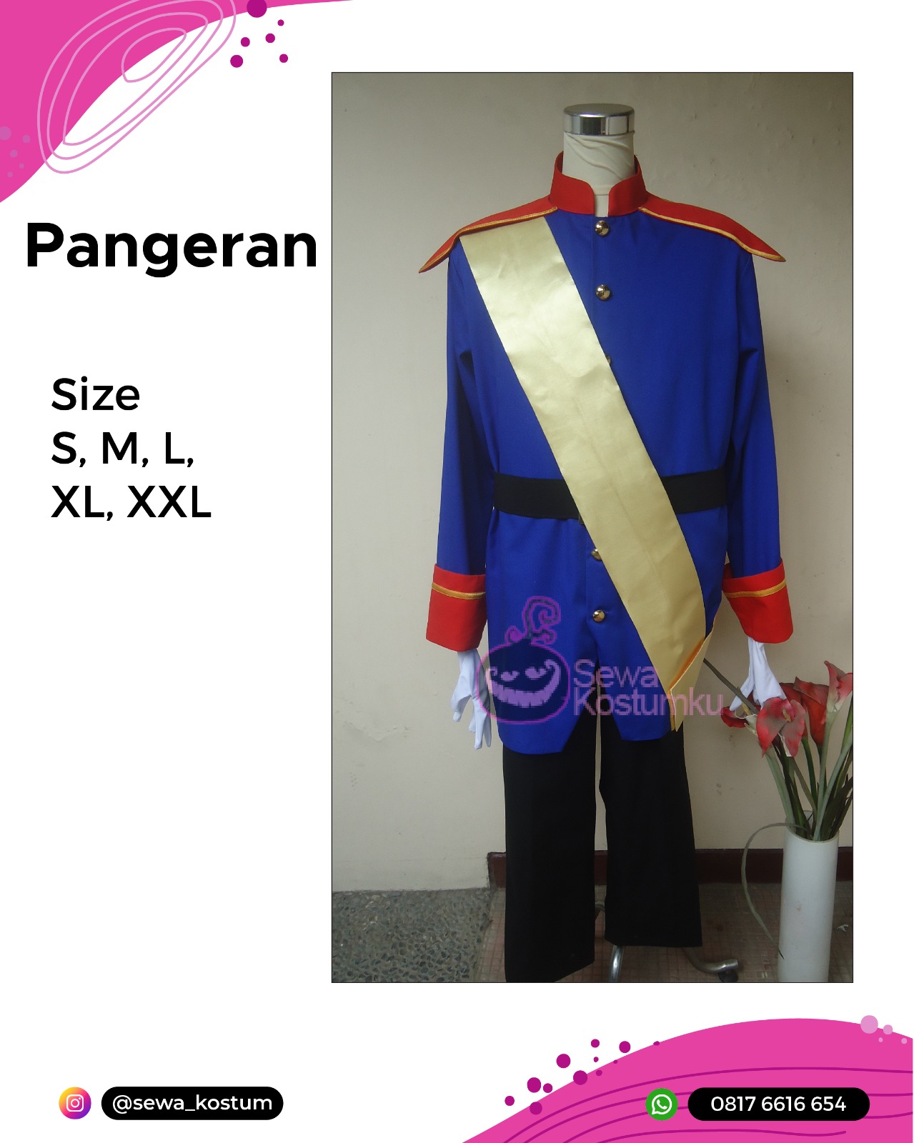 Rental Kostum Disney Pangeran Biru