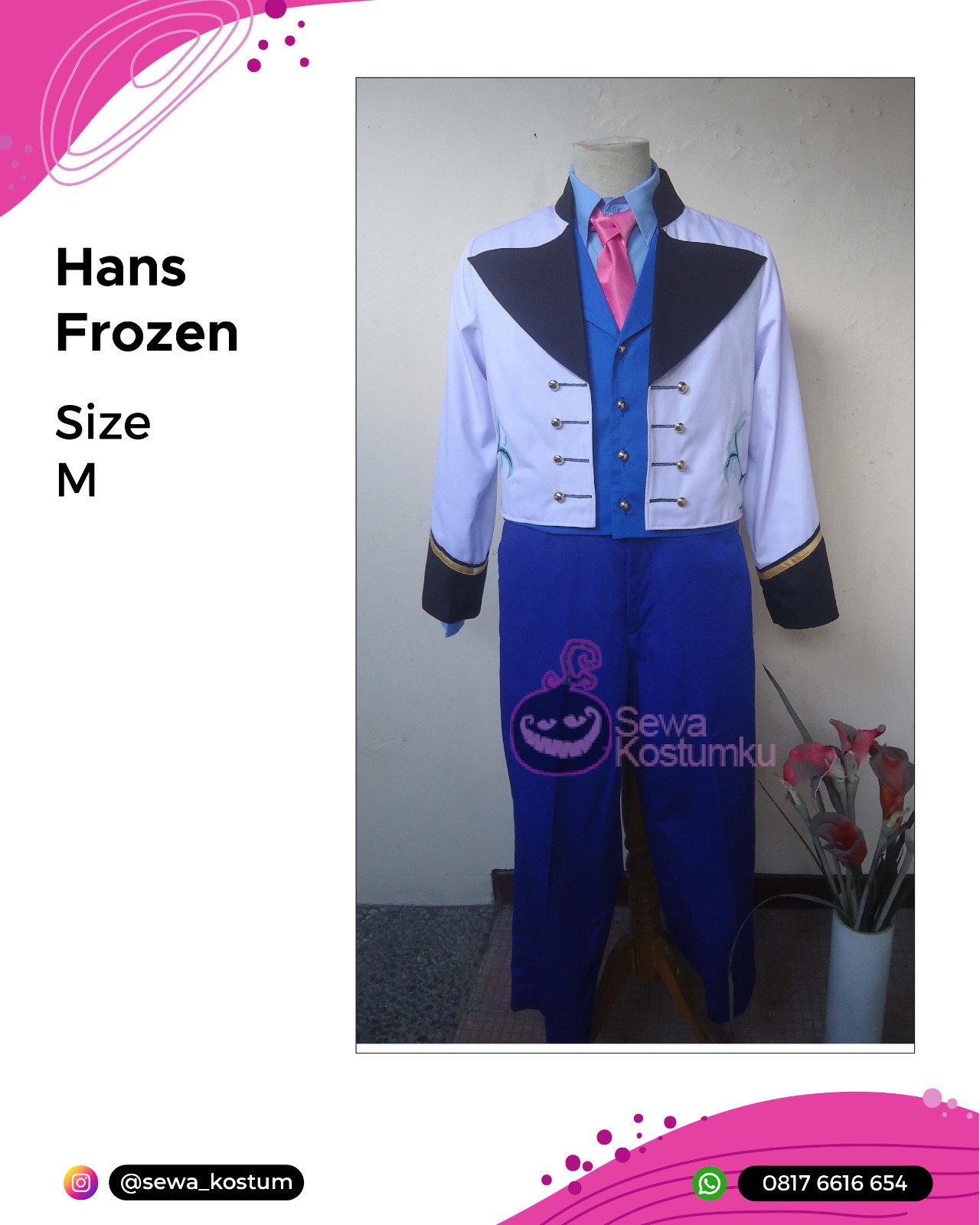 Rental Kostum Cosplay Disney Prince Hans Frozen
