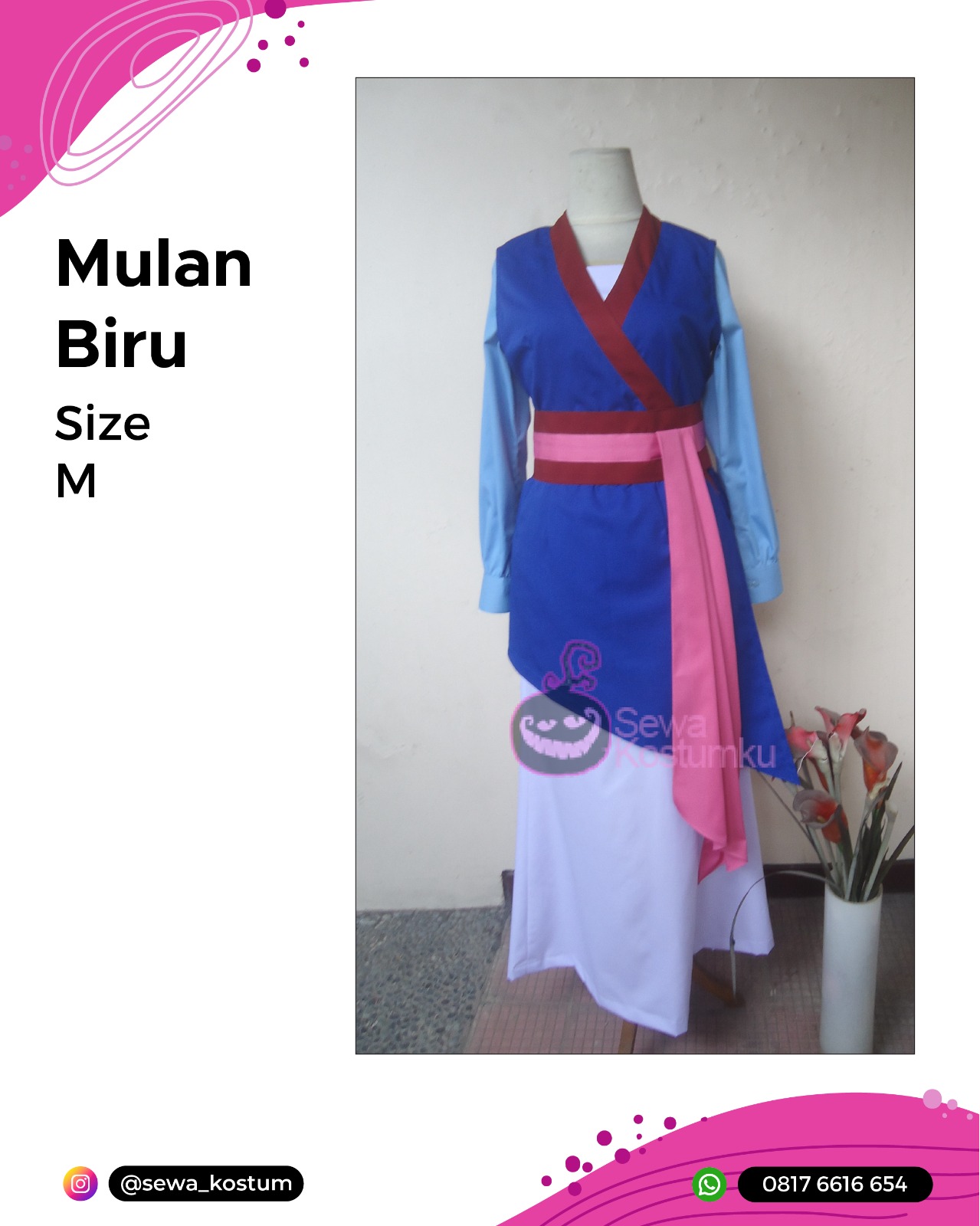 Rental Kostum Disney Mulan Biru