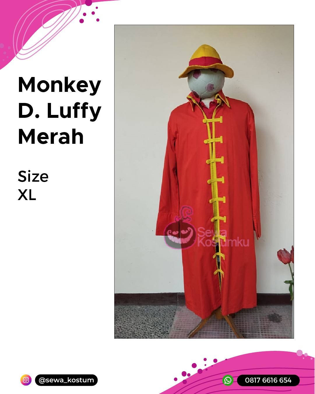 Rental Kostum Anime Monkey D Luffy One Piece