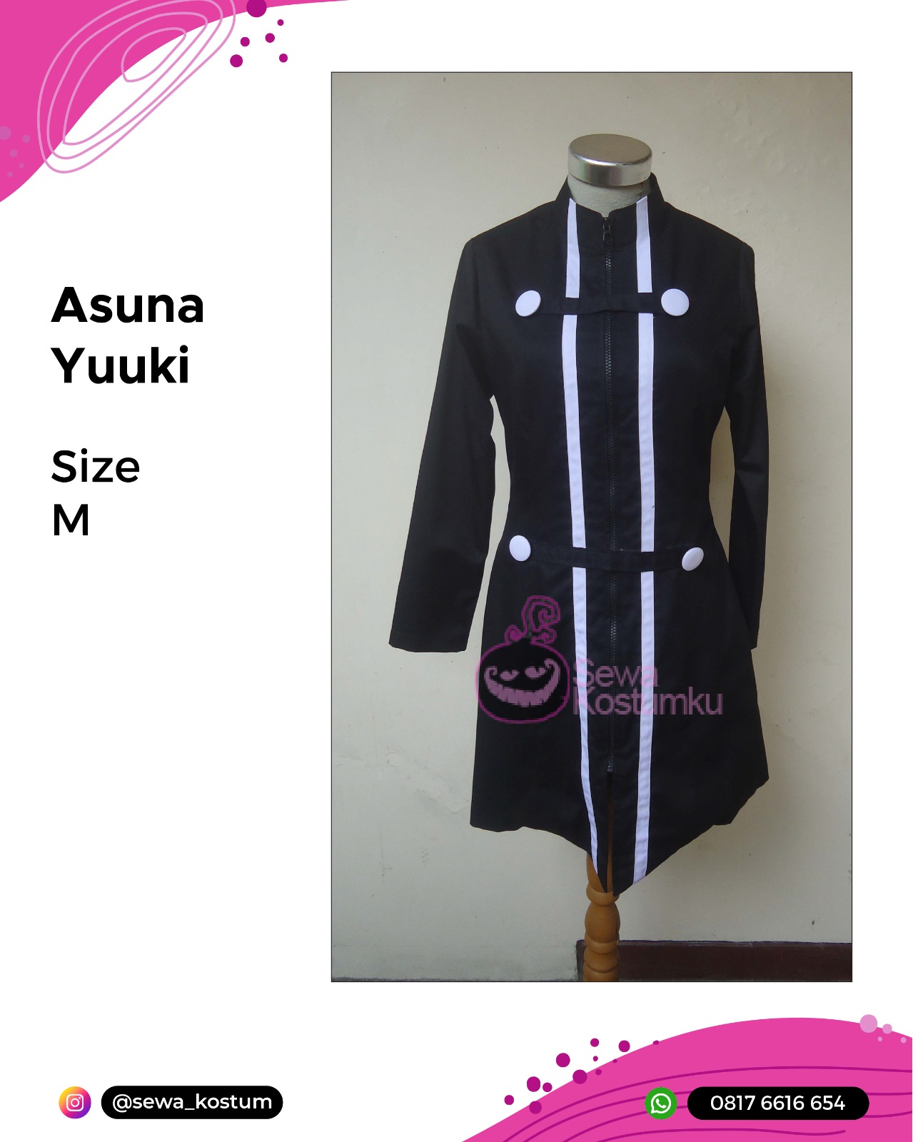 Rental Kostum Cosplay Asuna Yuki Sword Art Online